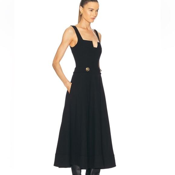 NWT Alexis Fiore Dress in Black Midi A-Line Wool Size Large - Picture 5 of 16